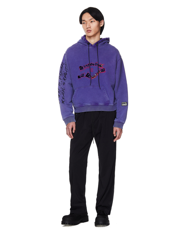 99% IS- We Don't Care Printed Hoodie - Purple 99% IS- We Don't Care Printed Hoodie - Purple
