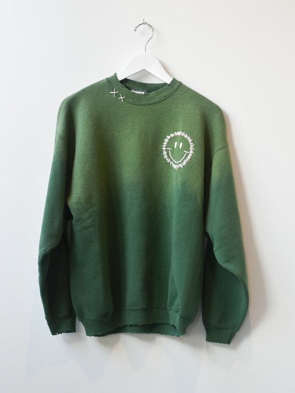 Vintage Happy Face Sweatshirt - Moss Fade Vintage Happy Face Sweatshirt - Moss Fade