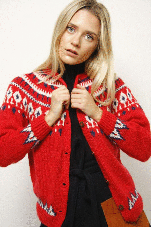 VINTAGE INTARSIA SWEATER - RED VINTAGE INTARSIA SWEATER - RED