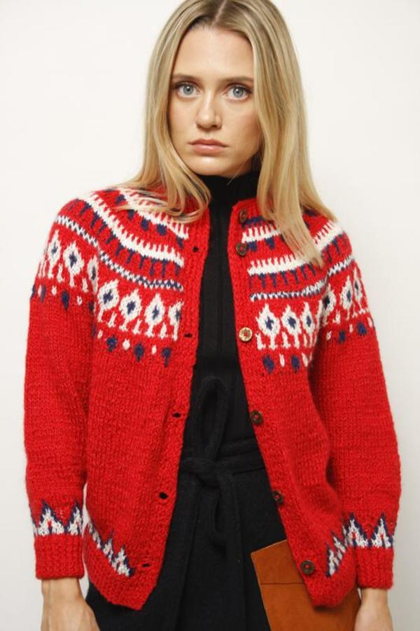 VINTAGE INTARSIA SWEATER - RED VINTAGE INTARSIA SWEATER - RED