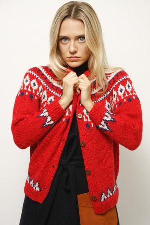 VINTAGE INTARSIA SWEATER - RED VINTAGE INTARSIA SWEATER - RED