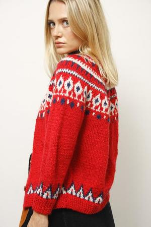 VINTAGE INTARSIA SWEATER - RED VINTAGE INTARSIA SWEATER - RED