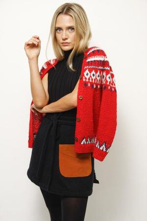 VINTAGE INTARSIA SWEATER - RED VINTAGE INTARSIA SWEATER - RED