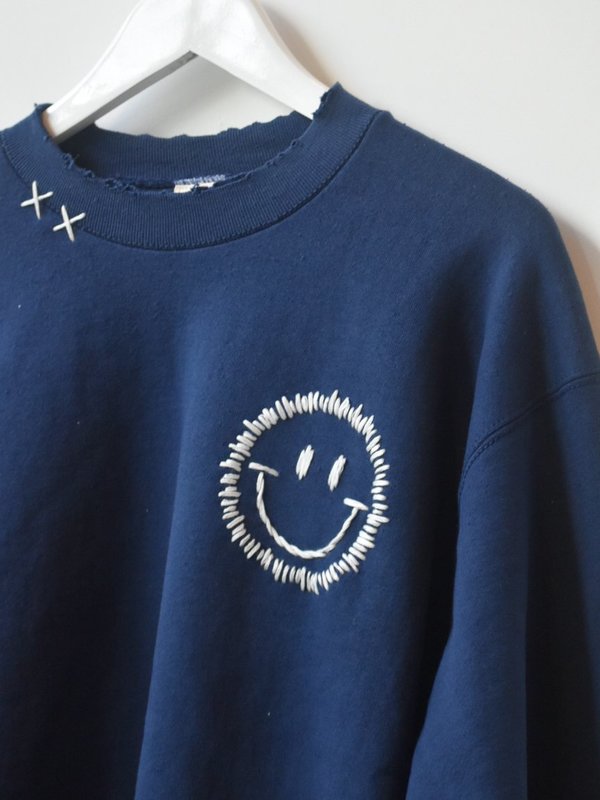 Vintage Happy Face Sweatshirt - Navy Vintage Happy Face Sweatshirt - Navy