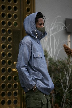 Engineered Garments for Totem Brand Co. Cagoule Shirt Jacket - Blue Engineered Garments for Totem Brand Co. Cagoule Shirt Jacket - Blue