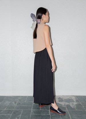 KAAREM Tu Sa Wide Leg Split Leg Pocket Pant w/ Elastic - Black KAAREM Tu Sa Wide Leg Split Leg Pocket Pant w/ Elastic - Black