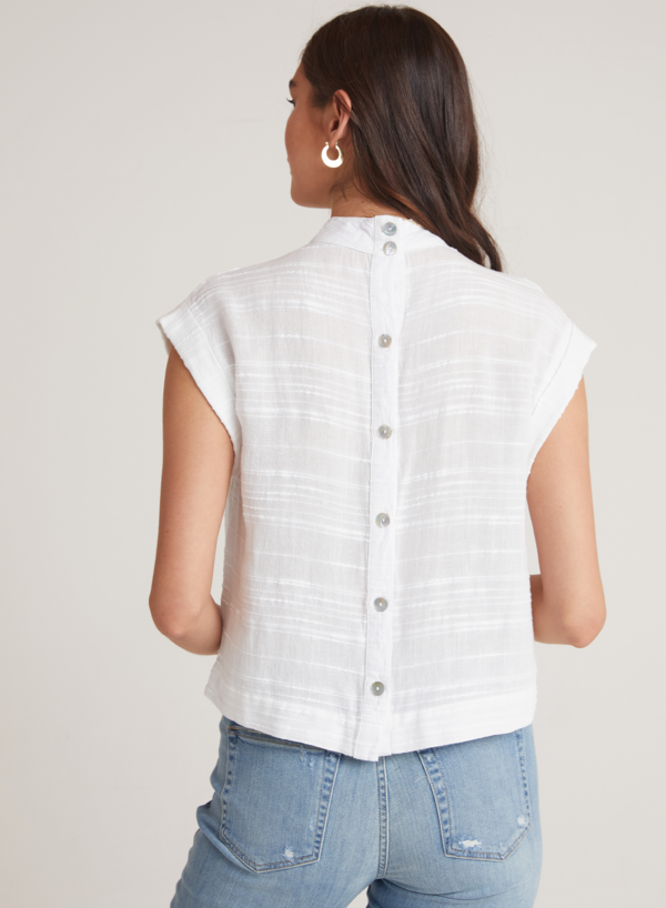 Bella Dahl Cap sleeve Button Back Blouse - White Bella Dahl Cap sleeve Button Back Blouse - White