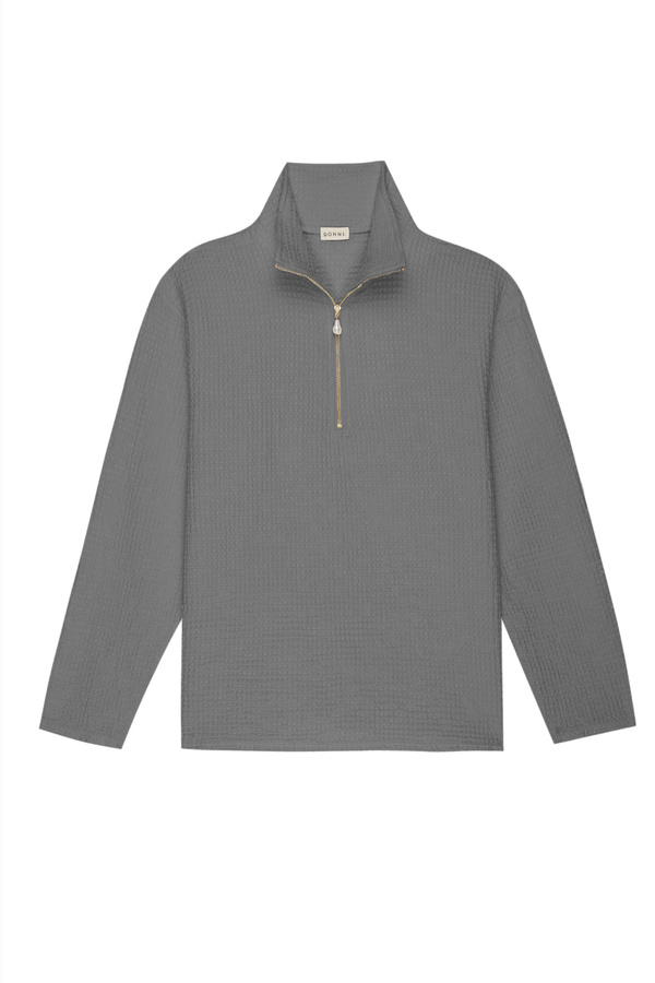 Donni. Waffle 1/2 Zip Pullover - Fog Donni. Waffle 1/2 Zip Pullover - Fog
