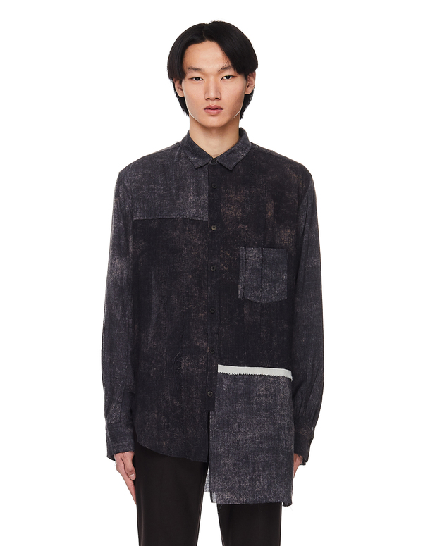 Ziggy Chen Asymmetric Patchwork Shirt Ziggy Chen Asymmetric Patchwork Shirt