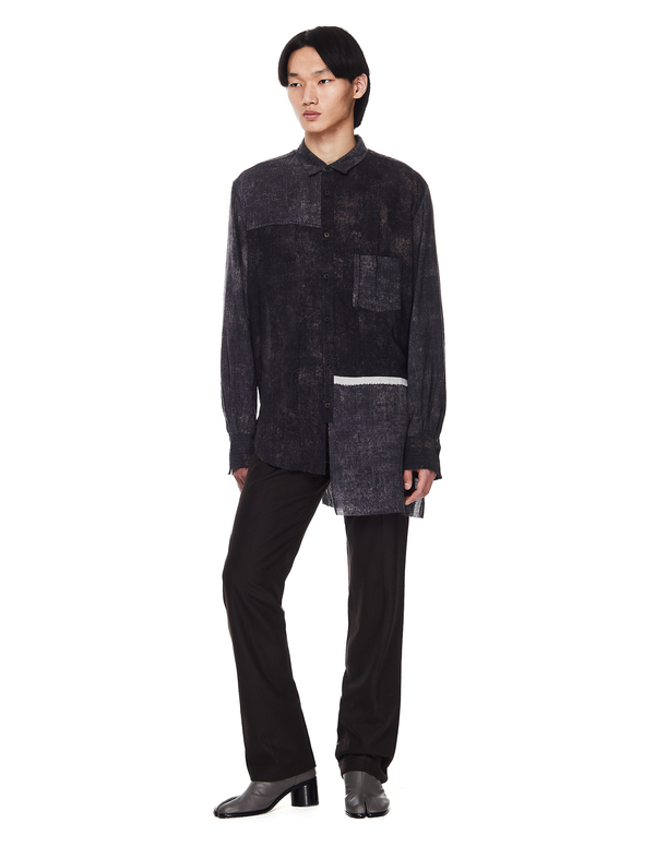 Ziggy Chen Asymmetric Patchwork Shirt Ziggy Chen Asymmetric Patchwork Shirt