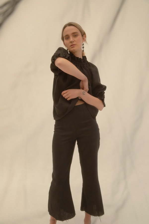 Muse the Label Celia Frill Blouse - Black Muse the Label Celia Frill Blouse - Black