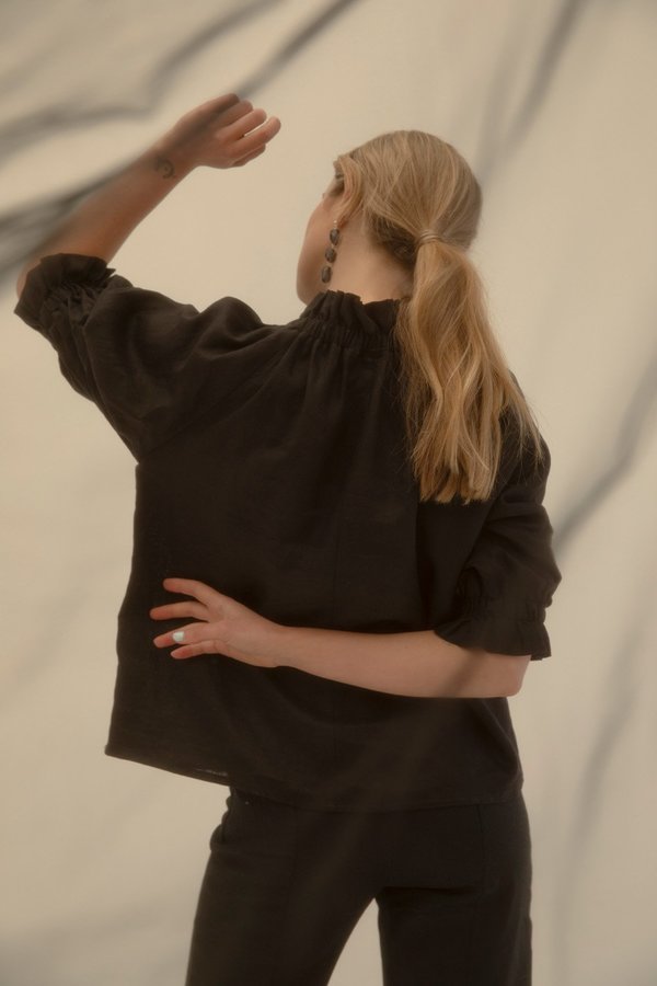 Muse the Label Celia Frill Blouse - Black Muse the Label Celia Frill Blouse - Black