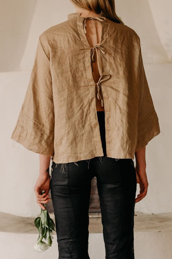 Muse the Label Elly Pleat Shirt - Sand Muse the Label Elly Pleat Shirt - Sand