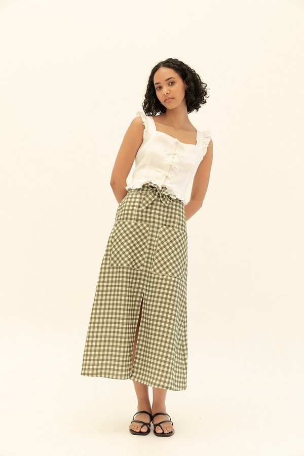 Muse the Label Holly Skirt - Khaki Check Muse the Label Holly Skirt - Khaki Check