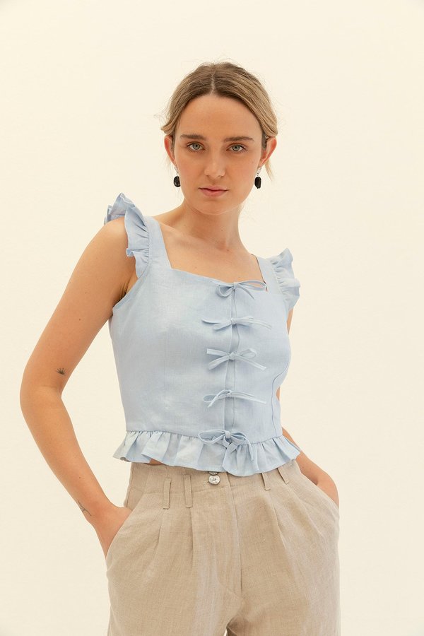 Muse the Label Isobel Frill Tank - Sky Muse the Label Isobel Frill Tank - Sky
