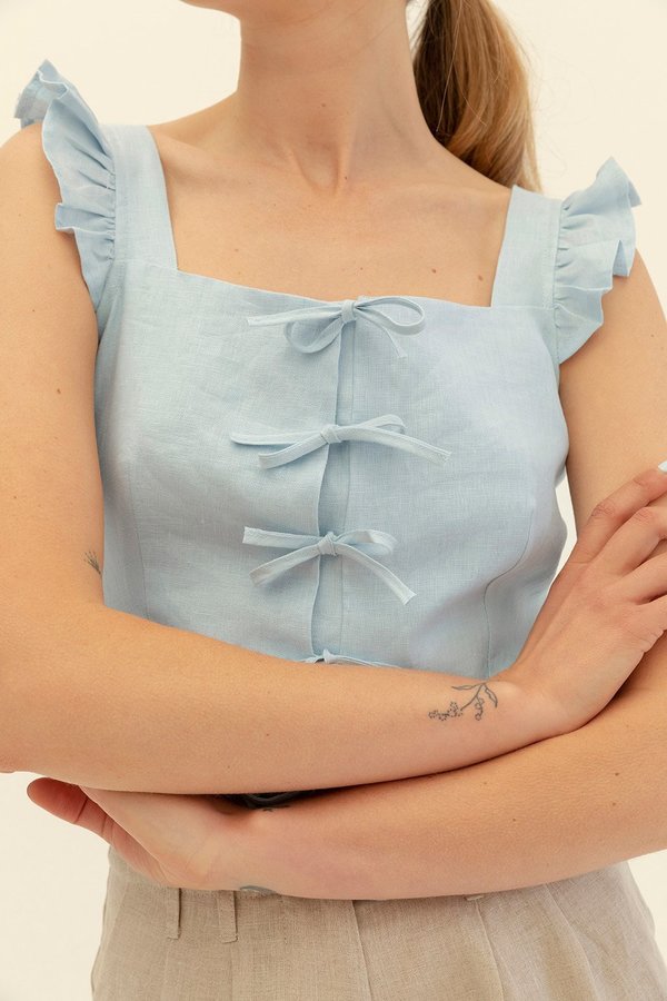 Muse the Label Isobel Frill Tank - Sky Muse the Label Isobel Frill Tank - Sky