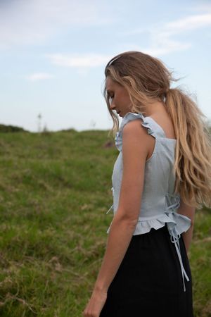 Muse the Label Isobel Frill Tank - Sky Muse the Label Isobel Frill Tank - Sky