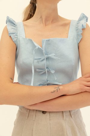Muse the Label Isobel Frill Tank - Sky Muse the Label Isobel Frill Tank - Sky