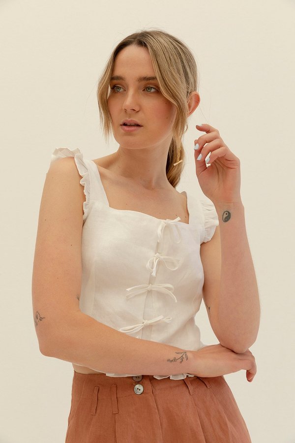 Muse the Label Isobel Frill Tank - White Muse the Label Isobel Frill Tank - White