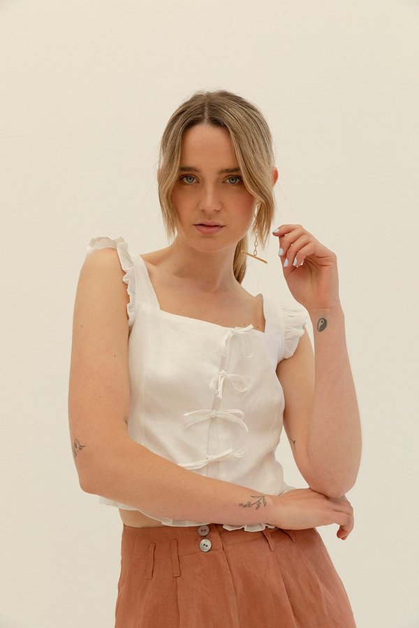 Muse the Label Isobel Frill Tank - White Muse the Label Isobel Frill Tank - White