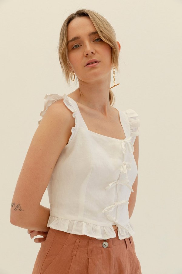 Muse the Label Isobel Frill Tank - White Muse the Label Isobel Frill Tank - White