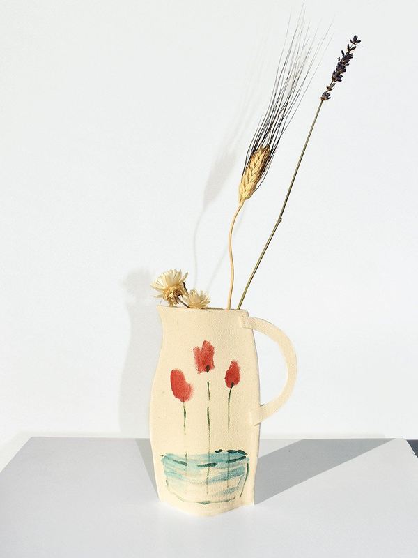Alison Owen Tall Red and Yellow Flowers Vase - white Alison Owen Tall Red and Yellow Flowers Vase - white