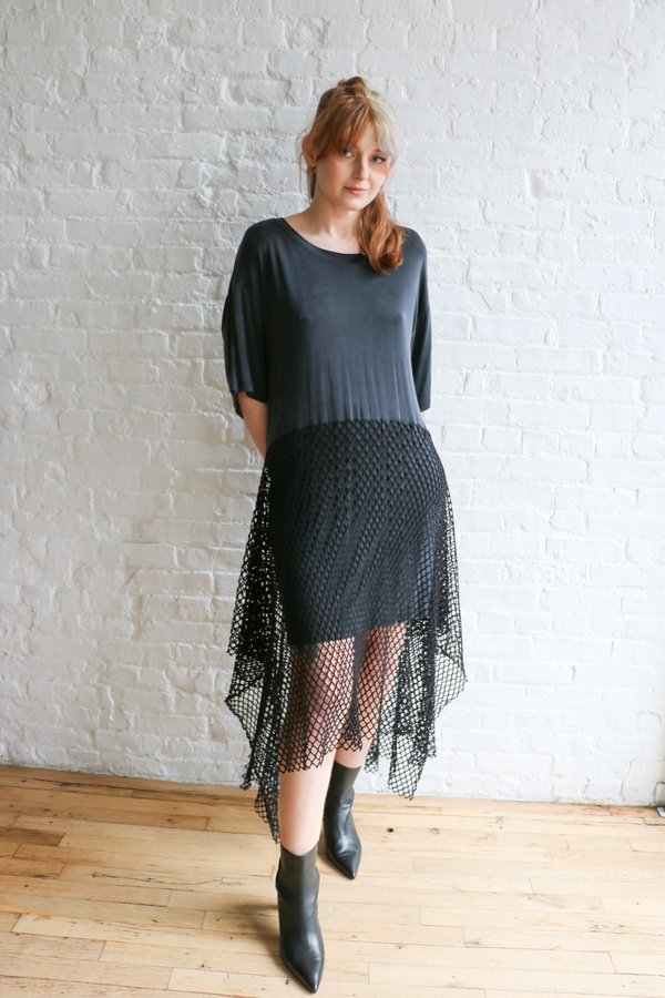 mm6 maison margiela mesh dress MM6 Maison Margiela Blue Trompe-L'il Midi Dress MM6 Maison Margiela