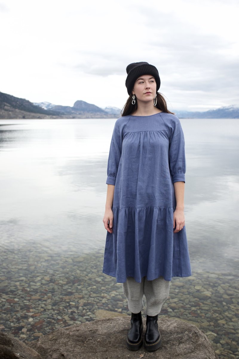 Beaton Linen June Dress - Cornflower | Garmentory Beaton Linen June Dress - Cornflower | Garmentory
