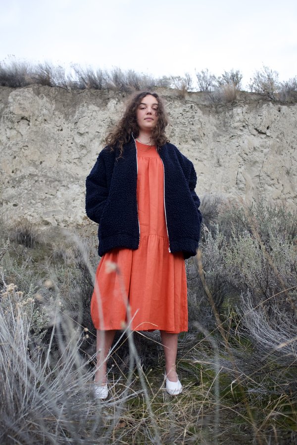 Beaton Linen June Dress - Papaya