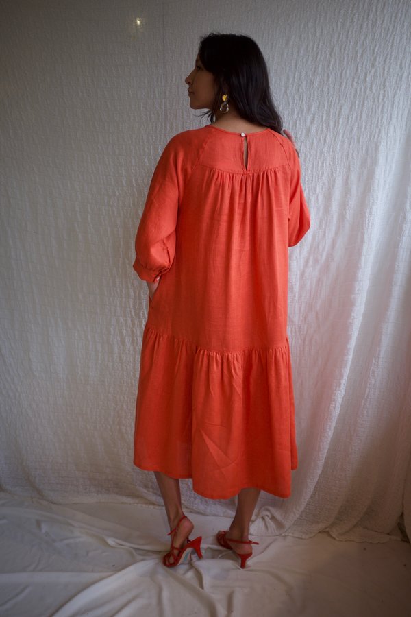 beaton linen june dress Beaton Linen June Dress - Rust