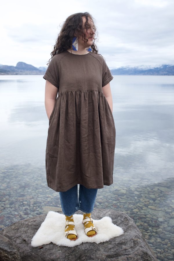 beaton linen gathered dress Beaton Linen Gathered Dress