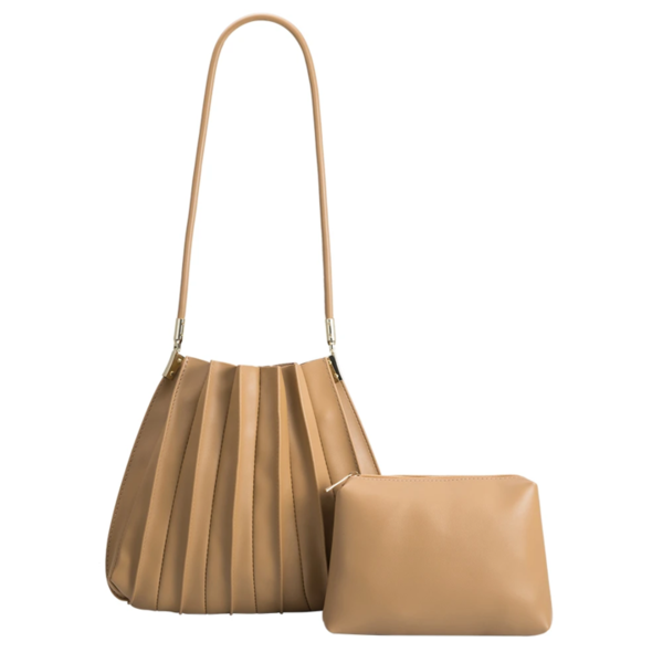 Melie Bianco Carrie Pleated Vegan Shoulder Bag - Taupe Melie Bianco Carrie Pleated Vegan Shoulder Bag - Taupe