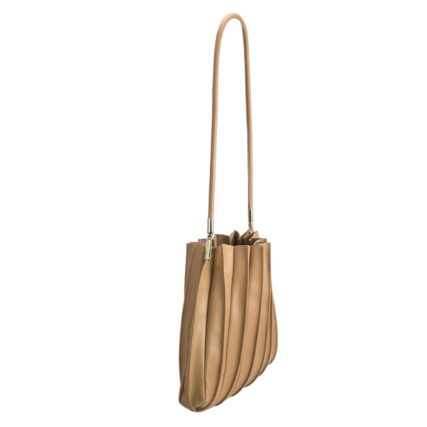 Melie Bianco Carrie Pleated Vegan Shoulder Bag - Taupe Melie Bianco Carrie Pleated Vegan Shoulder Bag - Taupe
