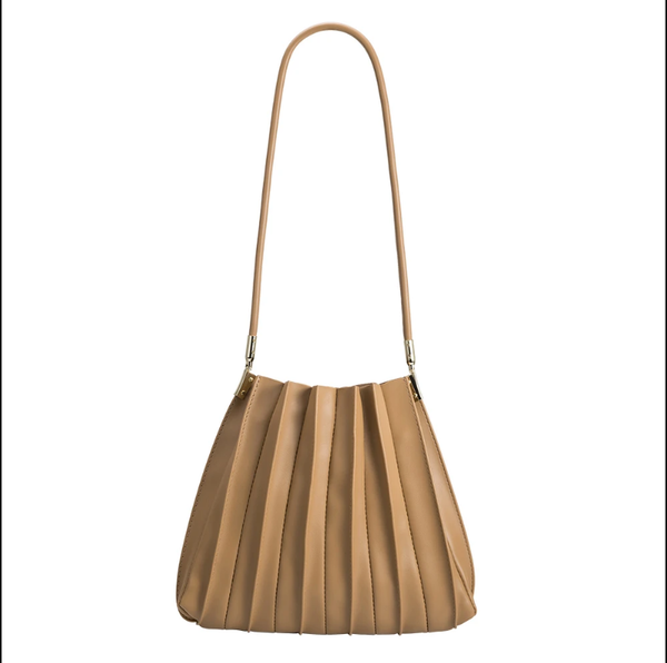 Melie Bianco Carrie Pleated Vegan Shoulder Bag - Taupe Melie Bianco Carrie Pleated Vegan Shoulder Bag - Taupe