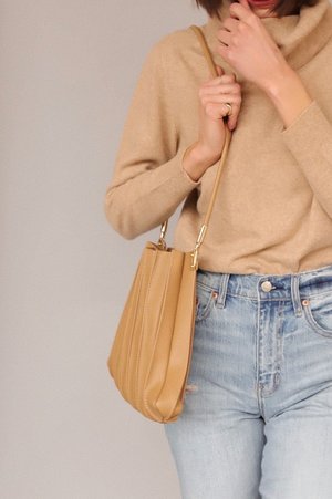 Melie Bianco Carrie Pleated Vegan Shoulder Bag - Taupe Melie Bianco Carrie Pleated Vegan Shoulder Bag - Taupe