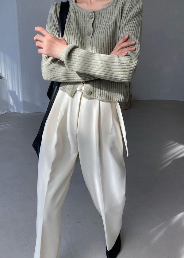 W A N T S Belted Pleat Front Pants - Cream W A N T S Belted Pleat Front Pants - Cream