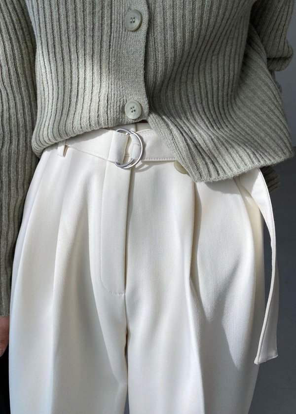 W A N T S Belted Pleat Front Pants - Cream W A N T S Belted Pleat Front Pants - Cream