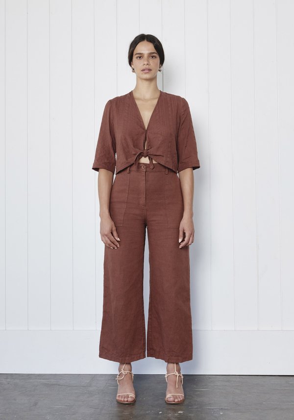 First Rite Linen Canvas Cargo Trouser - Clay First Rite Linen Canvas Cargo Trouser - Clay