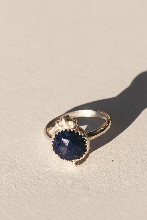 Blue & Blue Silver Dots Ring with Lapis Lazuli Blue & Blue Silver Dots Ring with Lapis Lazuli