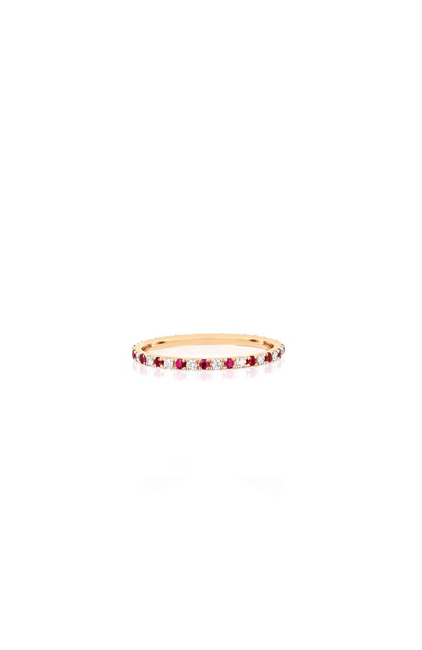 EF Collection Dia & Ruby Dot Eternity Band - Yellow Gold EF Collection Dia & Ruby Dot Eternity Band - Yellow Gold