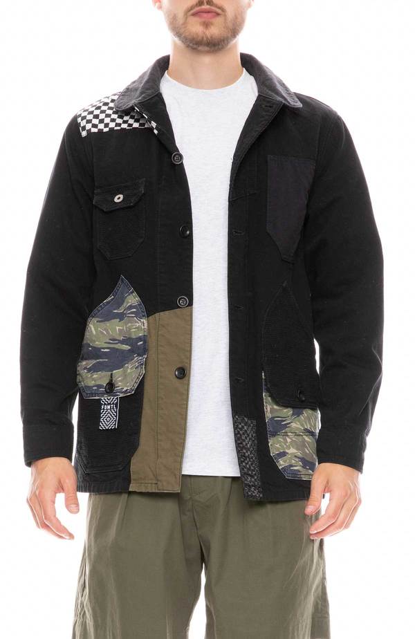 FDMTL Patchwork Coverall jacket - RINSE BLACK FDMTL Patchwork Coverall jacket - RINSE BLACK