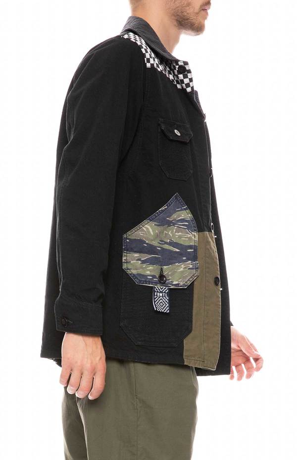 FDMTL Patchwork Coverall jacket - RINSE BLACK FDMTL Patchwork Coverall jacket - RINSE BLACK