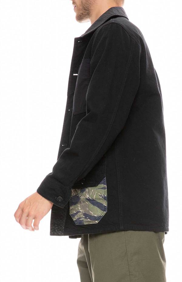 FDMTL Patchwork Coverall jacket - RINSE BLACK FDMTL Patchwork Coverall jacket - RINSE BLACK
