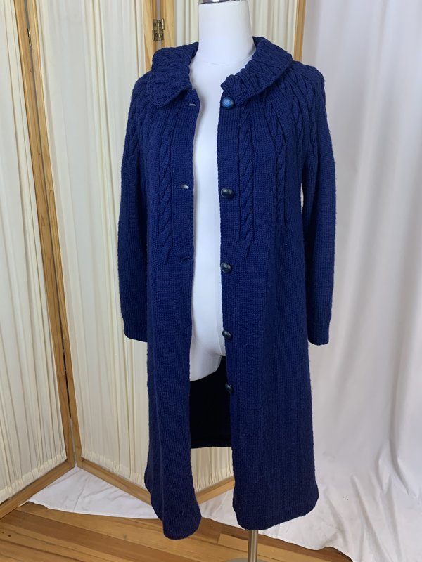 Vintage Cable Knit Coat/Sweater - Blue Vintage Cable Knit Coat/Sweater - Blue