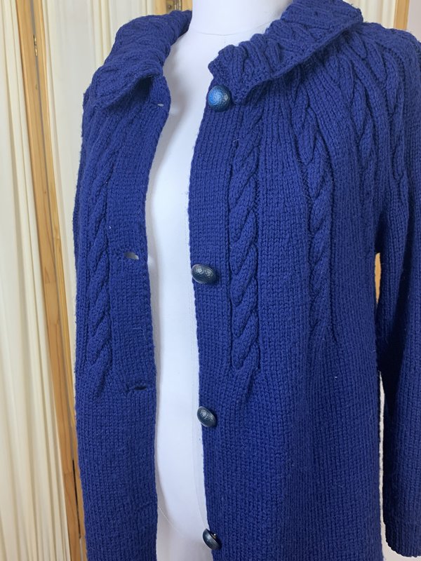 Vintage Cable Knit Coat/Sweater - Blue Vintage Cable Knit Coat/Sweater - Blue