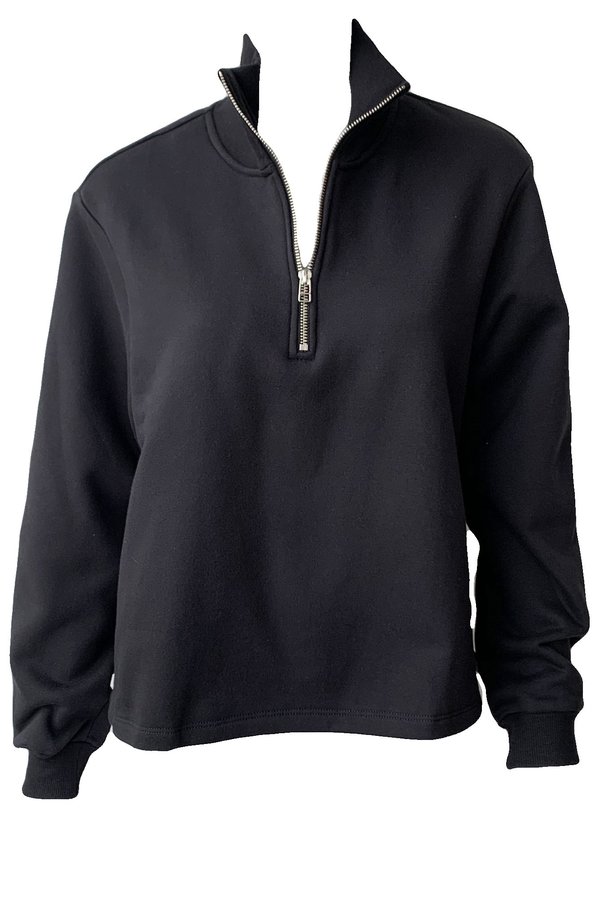 The Range Brushed Contra Terry Zip Neck Sweatshirt - Black The Range Brushed Contra Terry Zip Neck Sweatshirt - Black