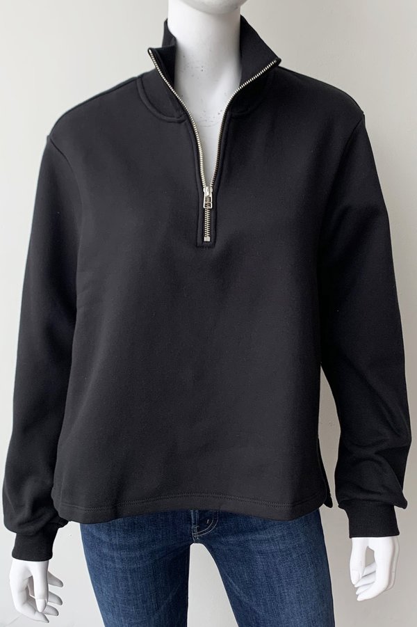 The Range Brushed Contra Terry Zip Neck Sweatshirt - Black The Range Brushed Contra Terry Zip Neck Sweatshirt - Black