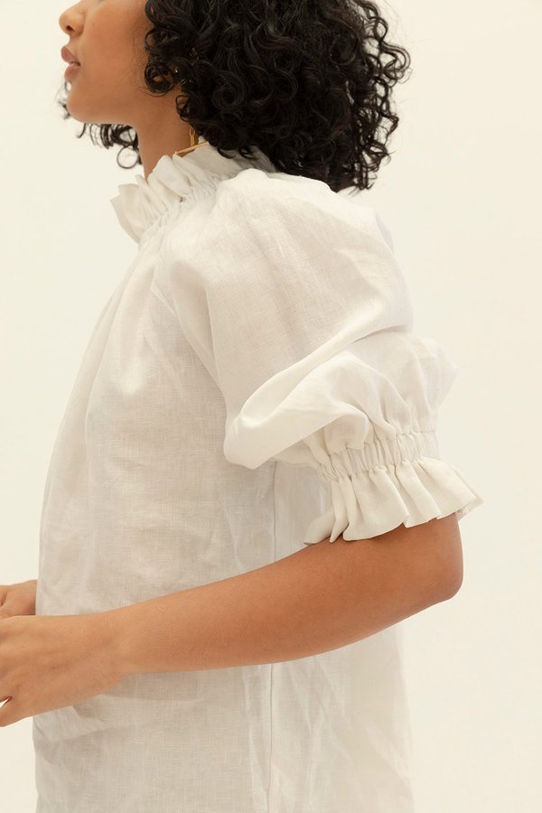 Muse the Label Celia Frill Blouse - White Muse the Label Celia Frill Blouse - White