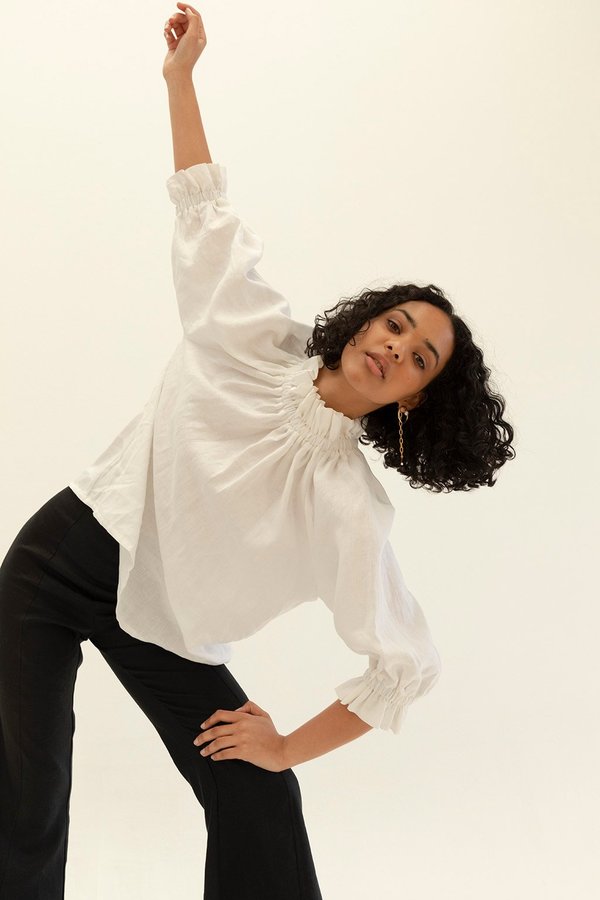 Muse the Label Celia Frill Blouse - White Muse the Label Celia Frill Blouse - White