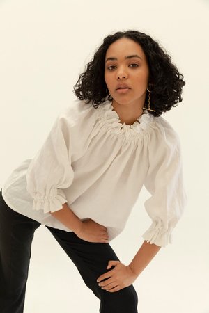 Muse the Label Celia Frill Blouse - White Muse the Label Celia Frill Blouse - White